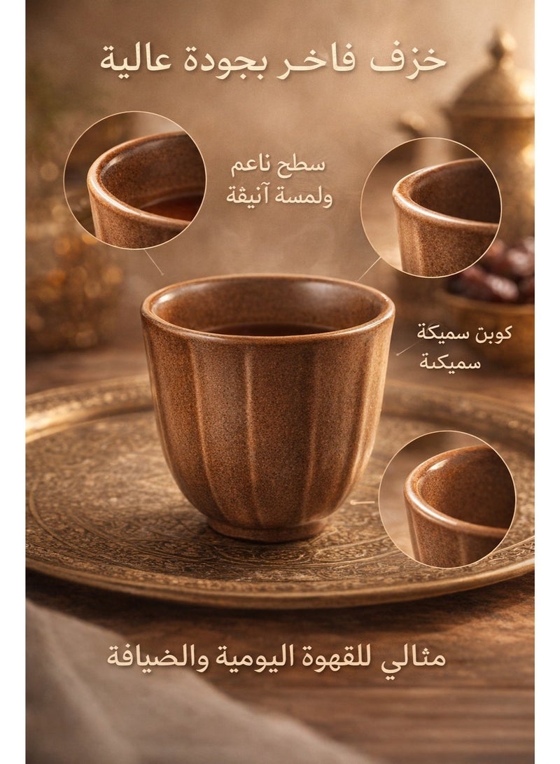 طقم أكواب شاي سيراميك 6 قطع سعة 60 مل، أكواب قهوة صغيرة، فنجان شاي عربية وأكواب قهوة عربية، مناسبة للاستخدام اليومي والمكتب والاجتماعات والتجمعات العائلية - Image 4